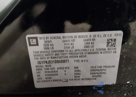 2013 Cadillac Srx Premium Collection z USA, uszkodzony, nr VIN 3GYFNJE31DS609871